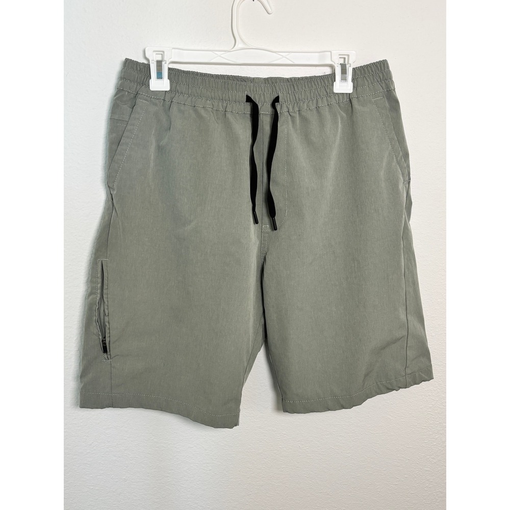 Kenneth Cole New York Mens Stretch Shorts Sage Green Size L Drawstring Zipper